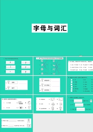 三年级英语上册 专项提升练（字母与词汇）作业课件 湘少版（三起）-湘少版小学三年级上册英语课件