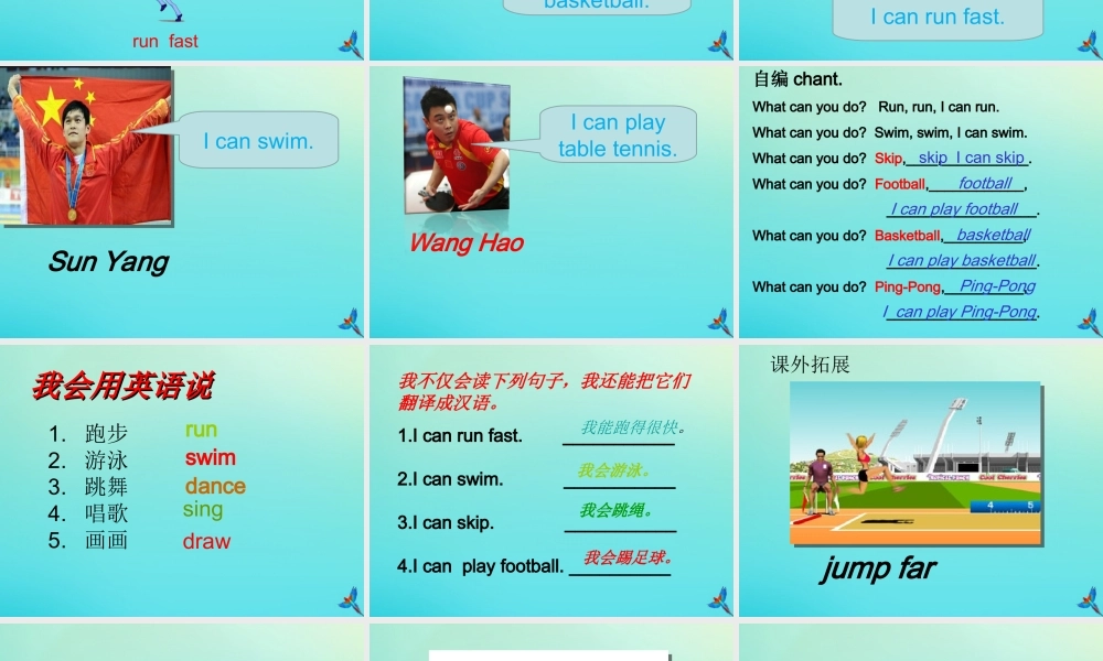 三年级英语下册 Unit 2 Ability Part A课件2 闽教版（三起）-闽教版小学三年级下册英语课件