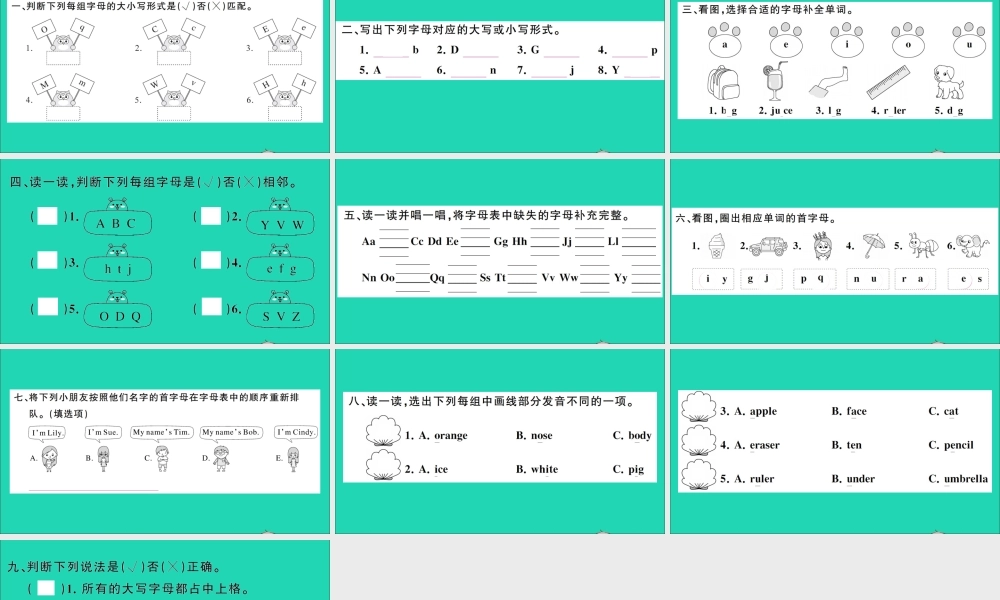 三年级英语上册 专项提升练（字母与语音）作业课件 人教PEP-人教PEP小学三年级上册英语课件