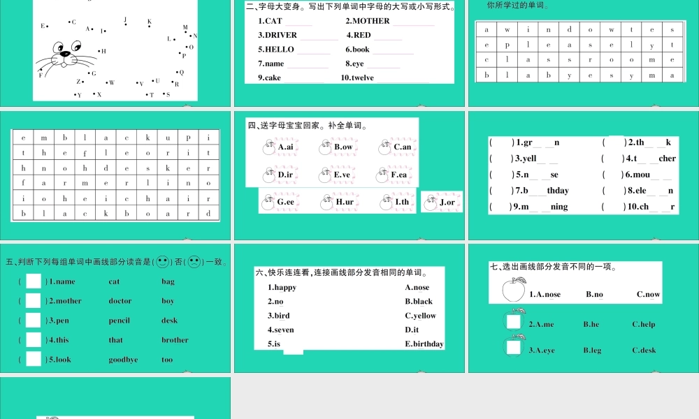 三年级英语上册 专项提升练（字母与语音）作业课件 外研版（三起）-外研版小学三年级上册英语课件