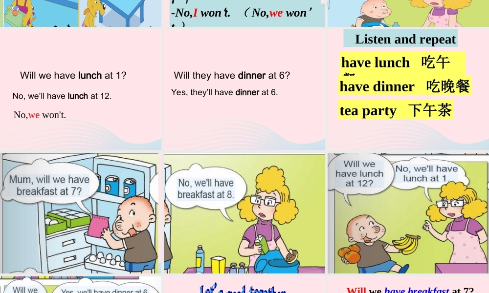 三年级英语下册 Module 3 Unit 2 Will we have breakfast at 7课件 外研版（一起）-外研版小学三年级下册英语课件