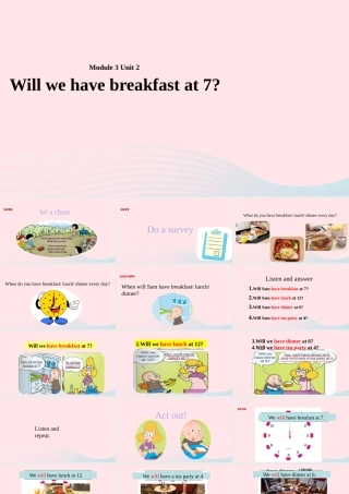 三年级英语下册 Module 3 Unit 2 Will we have breakfast at 7课件1 外研版（一起）-外研版小学三年级下册英语课件