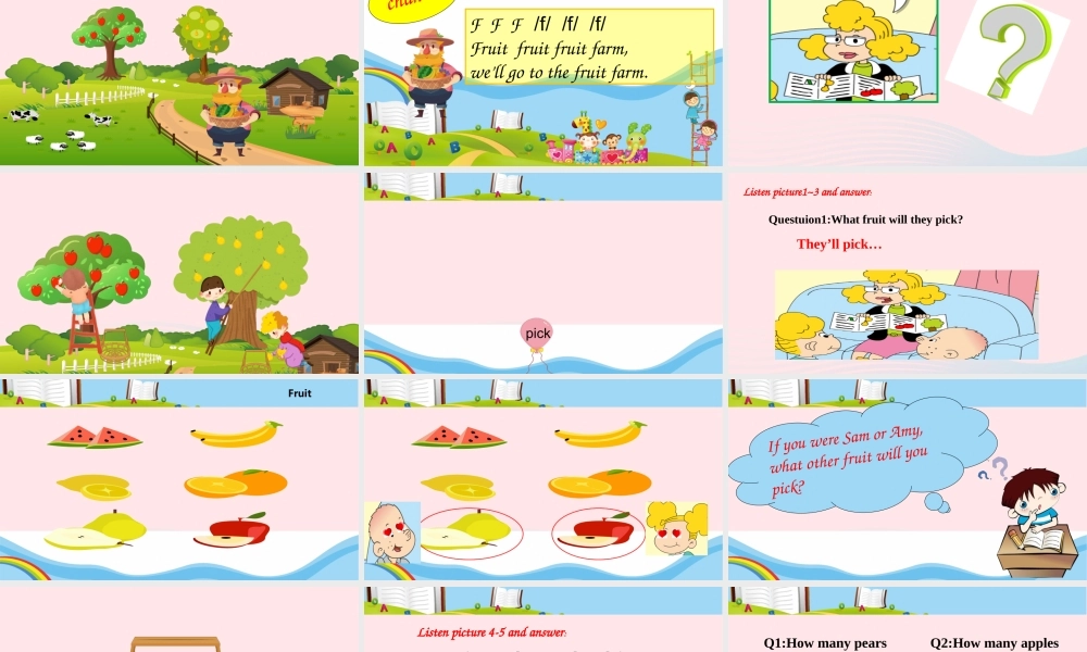 三年级英语下册 module 4 Unit 1 We'll pick fruit课件2 外研版（一起）-外研版小学三年级下册英语课件