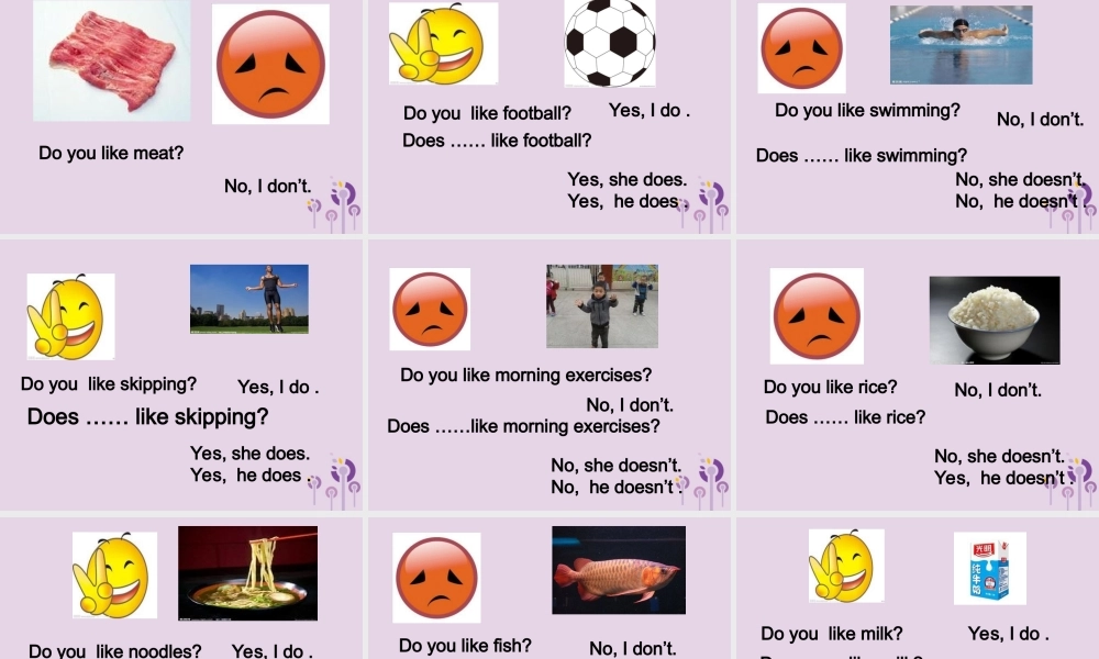 三年级英语下册 Module 4 Unit 2 Does Lingling like oranges（1）教学课件 外研版（三起）-外研版小学三年级下册英语课件