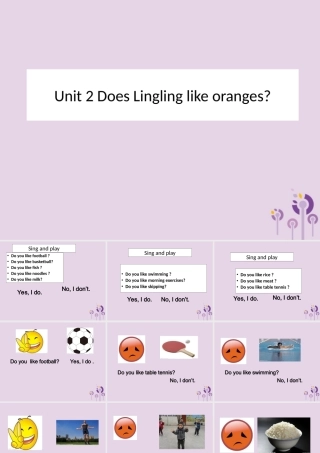 三年级英语下册 Module 4 Unit 2 Does Lingling like oranges（1）教学课件 外研版（三起）-外研版小学三年级下册英语课件