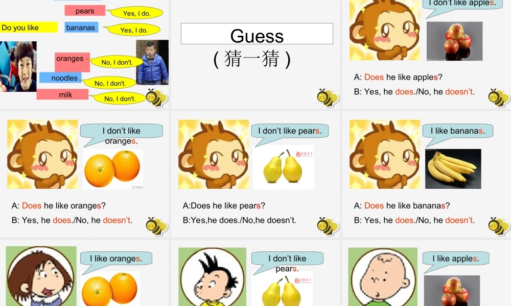 三年级英语下册 Module 4 Unit 2 Does Lingling like oranges（2）教学课件 外研版（三起）-外研版小学三年级下册英语课件