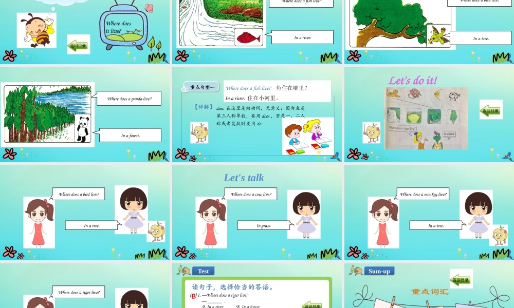 三年级英语下册 Unit 2 Animals at the Zoo Lesson 10 Where Do They Live课件 冀教版（三起）-冀教级下册英语课件