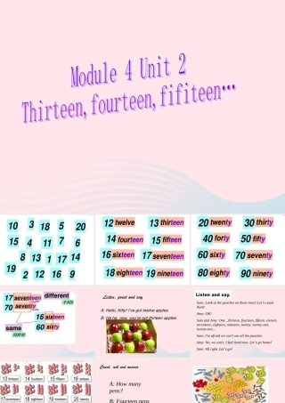 三年级英语下册 module 4 unit 2 thirteen fourteen fifteen课件3 外研版（一起）-外研版小学三年级下册英语课件