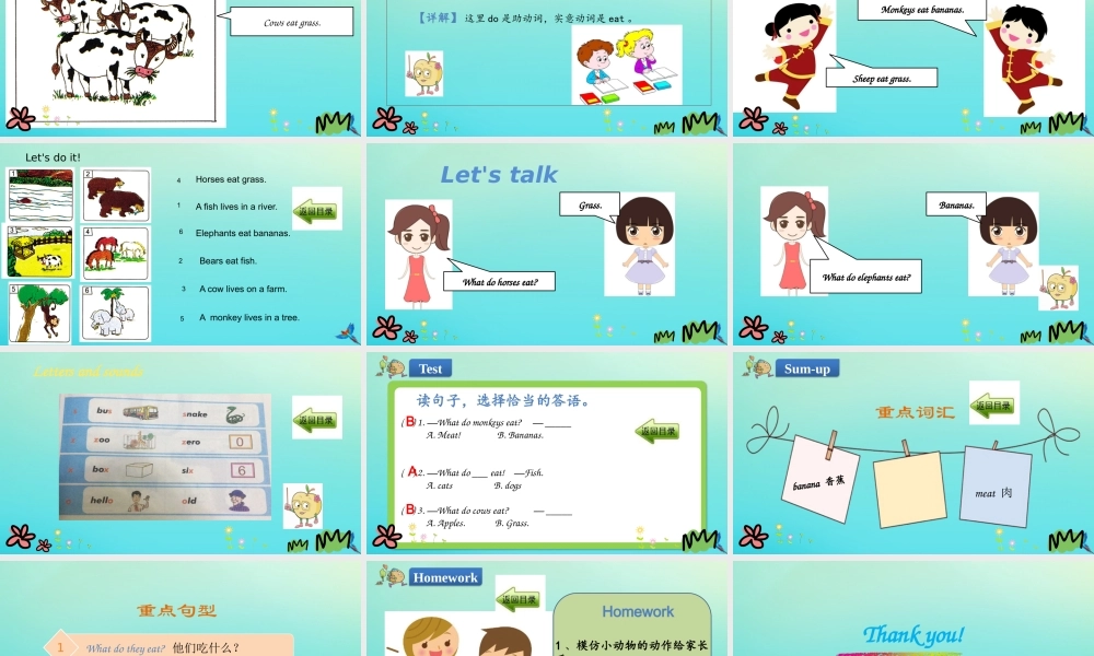 三年级英语下册 Unit 2 Animals at the Zoo Lesson 11 What Do They Eat课件 冀教版（三起）-冀教级下册英语课件