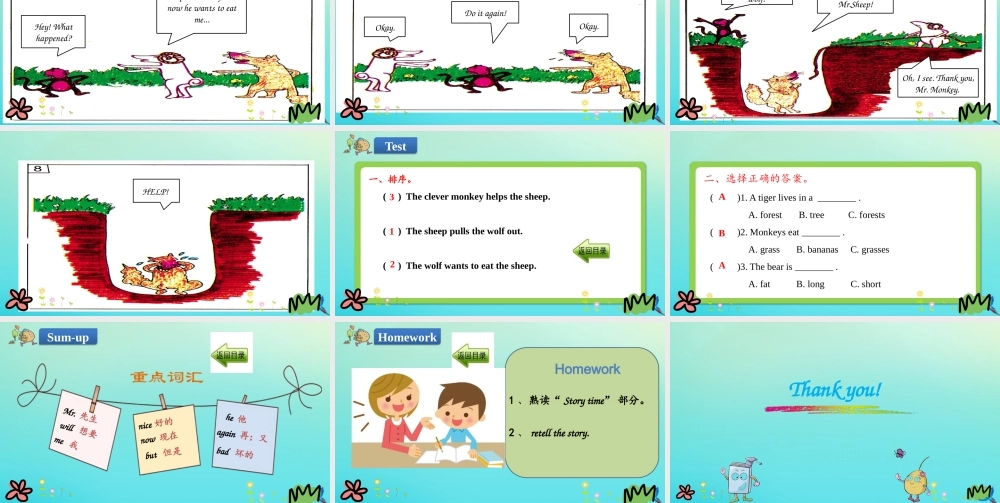 三年级英语下册 Unit 2 Animals at the Zoo Lesson 12 The Clever Monkey课件 冀教版（三起）-冀教级下册英语课件