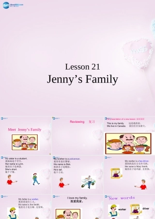 三年级英语上册《Lesson 21 Jenny’s Family》课件1 （新版）冀教版