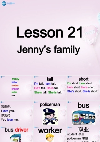 三年级英语上册《Lesson 21 Jenny’s Family》课件3 （新版）冀教版