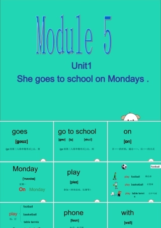 三年级英语下册 Module 5 Unit 1 She goes to school on Mondays教学课件2 外研版（三起）-外研版小学三年级下册英语课件