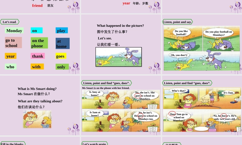 三年级英语下册 Module 5 Unit 1 She goes to school on Mondays课件 外研版（三起）-外研版小学三年级下册英语课件