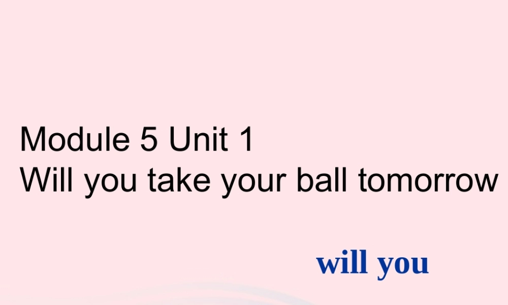 三年级英语下册 module 5 unit 1 will you take your ball tomorrow课件1 外研版（一起）-外研版小学三年级下册英语课件
