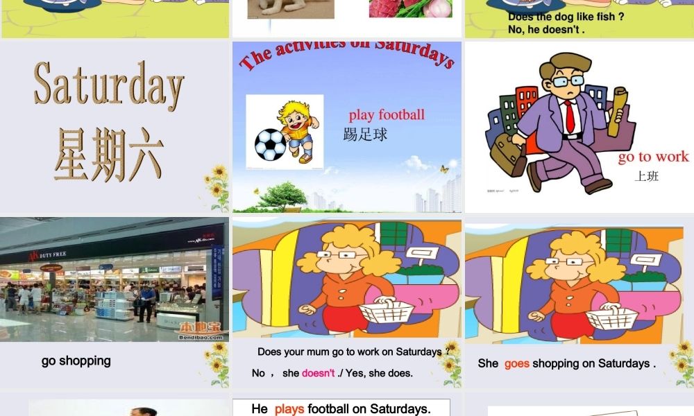 三年级英语下册 Module 5 Unit 2 Does your mum go to work on Saturdays（2）教学课件 外研版（三起）-外研版小学三年级下册英语课件