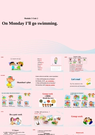 三年级英语下册 module 5 unit 2 on monday i'll go swimming课件 外研版（一起）-外研版小学三年级下册英语课件