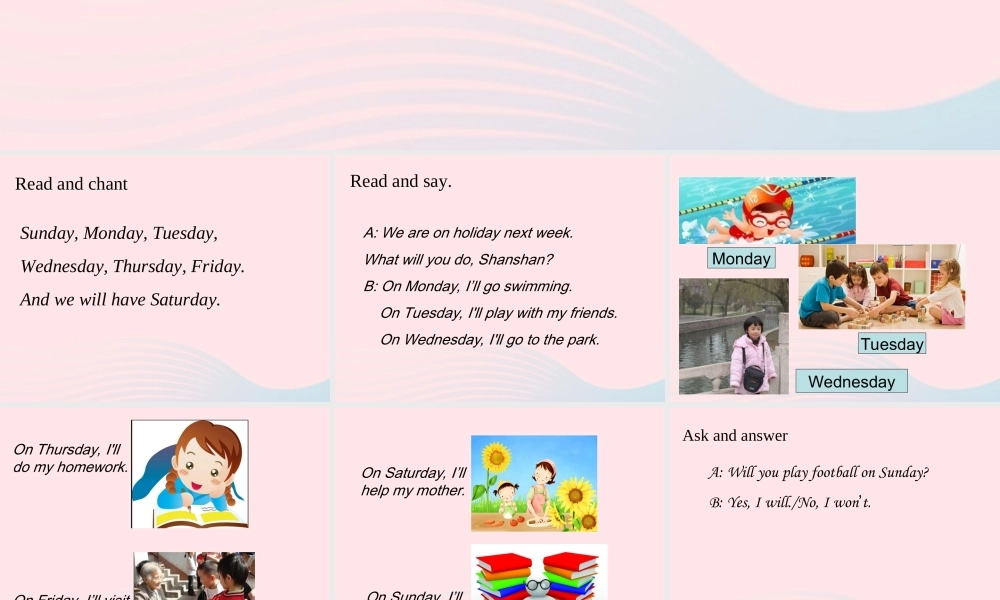 三年级英语下册 module 5 unit 2 on monday i'll go swimming课件1 外研版（一起）-外研版小学三年级下册英语课件