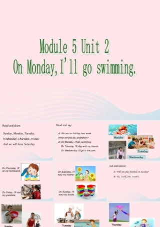 三年级英语下册 module 5 unit 2 on monday i'll go swimming课件1 外研版（一起）-外研版小学三年级下册英语课件