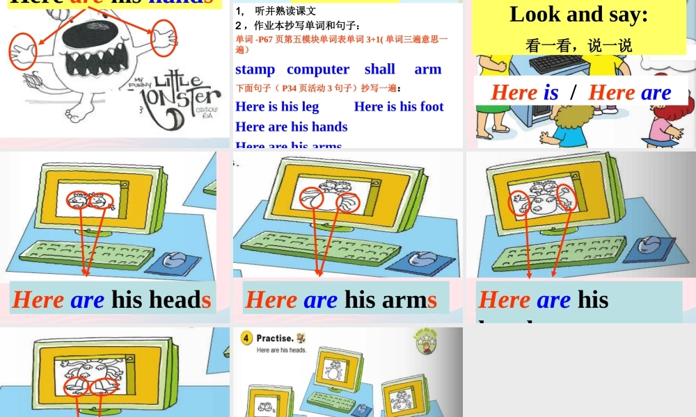 三年级英语下册 Module 6 Unit 1 Here are his hands课件4 外研版（一起）-外研版小学三年级下册英语课件