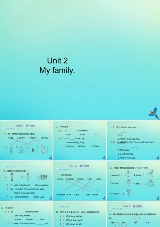 三年级英语下册 Unit 2 My family Part A习题课件 人教PEP版-人教PEP小学三年级下册英语课件