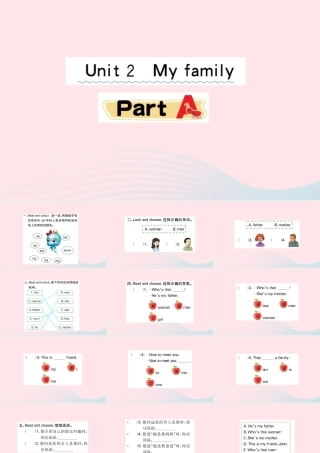 三年级英语下册 Unit 2 My family Part A作业课件 人教PEP版-人教PEP小学三年级下册英语课件