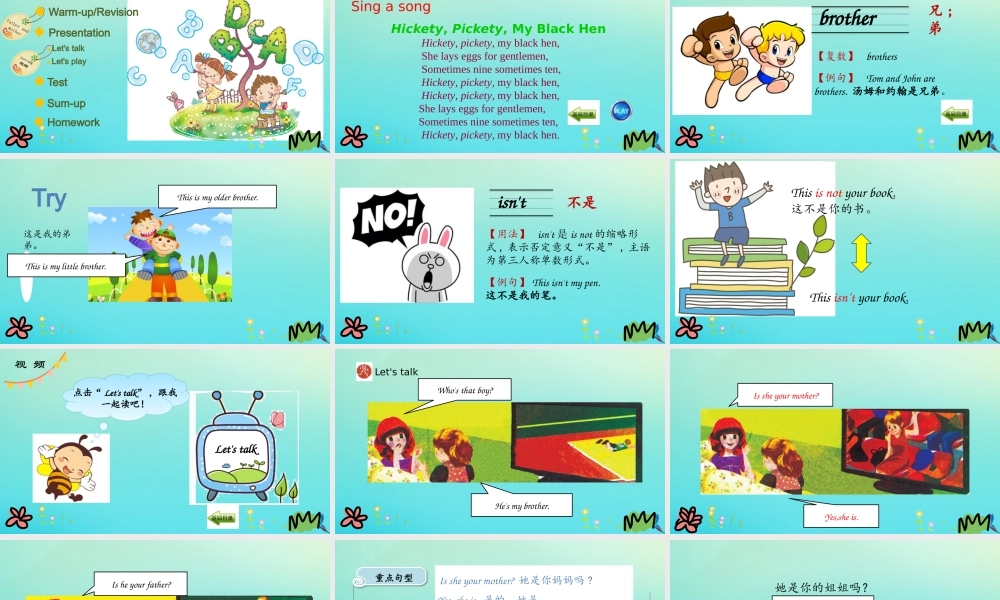 三年级英语下册 Unit 2 My family Part B（第1课时）课件 人教PEP版-人教PEP小学三年级下册英语课件