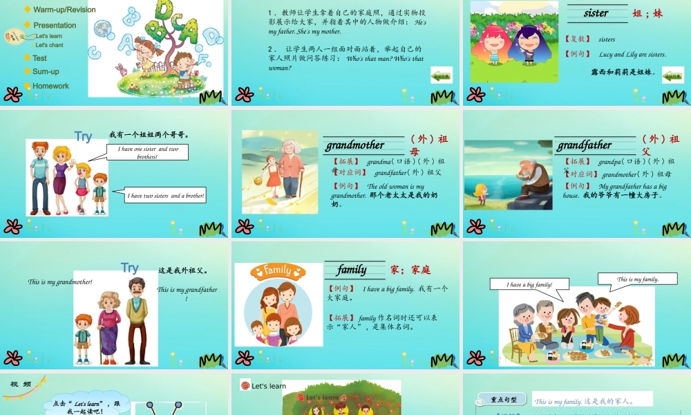 三年级英语下册 Unit 2 My family Part B（第2课时）课件 人教PEP版-人教PEP小学三年级下册英语课件