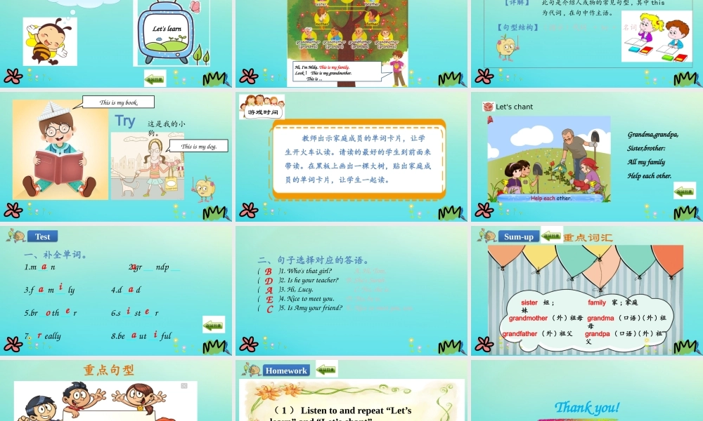 三年级英语下册 Unit 2 My family Part B（第2课时）课件 人教PEP版-人教PEP小学三年级下册英语课件