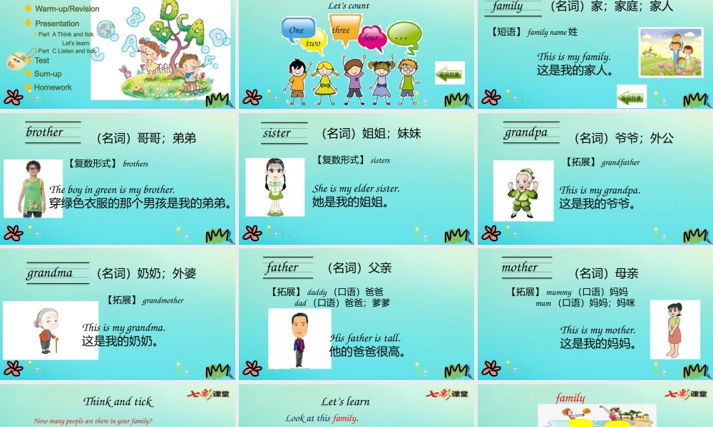 三年级英语下册 Unit 2 My Family（第1课时）课件 陕旅版（三起）-陕旅版小学三年级下册英语课件