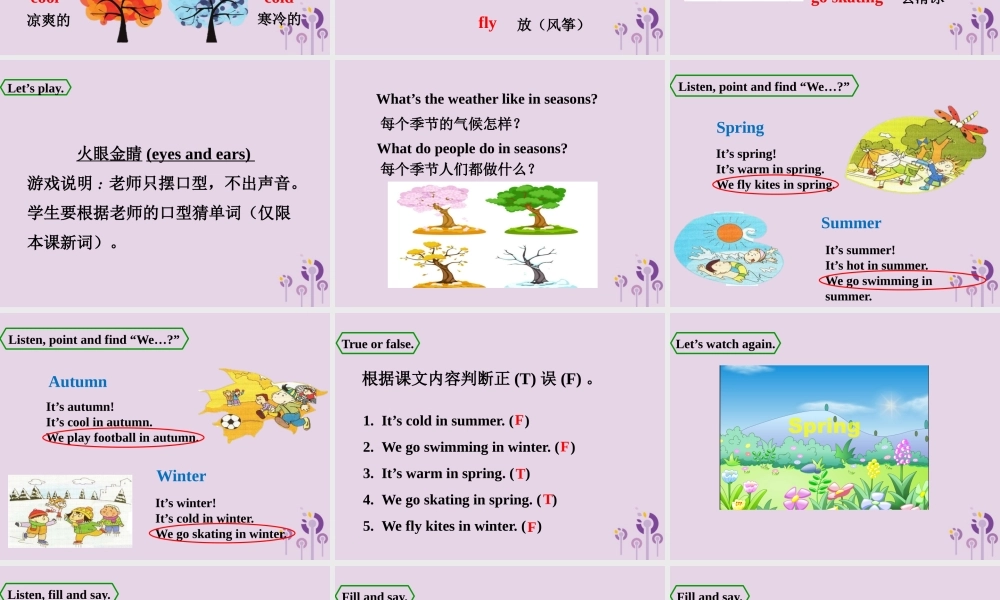 三年级英语下册 Module 7 Unit 1 We fly kites in spring课件 外研版（三起）-外研版小学三年级下册英语课件