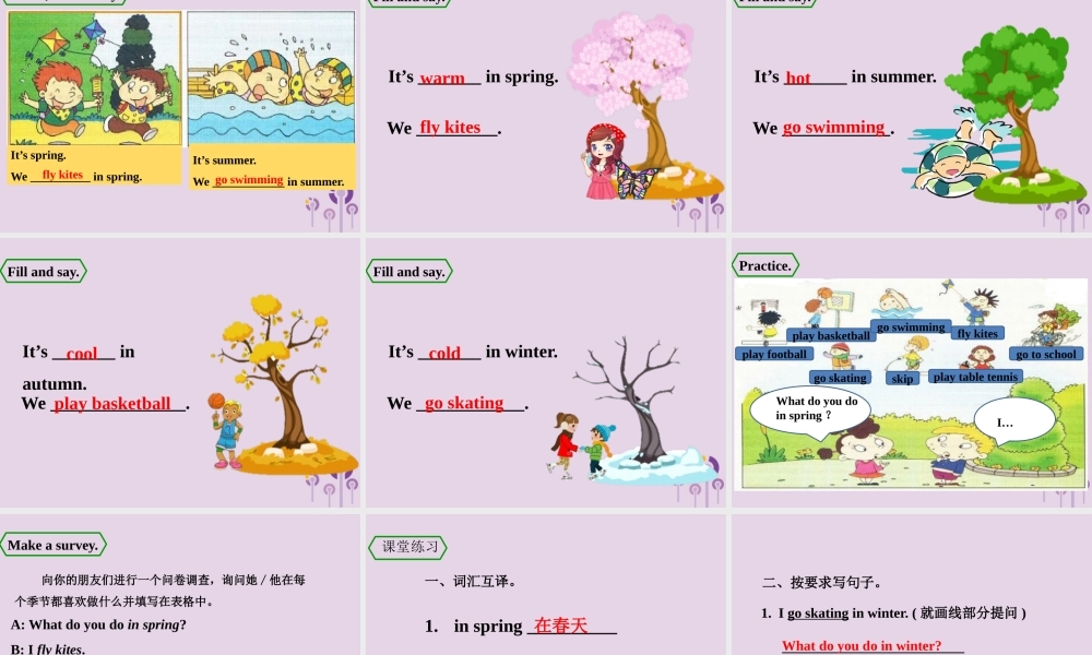 三年级英语下册 Module 7 Unit 1 We fly kites in spring课件 外研版（三起）-外研版小学三年级下册英语课件