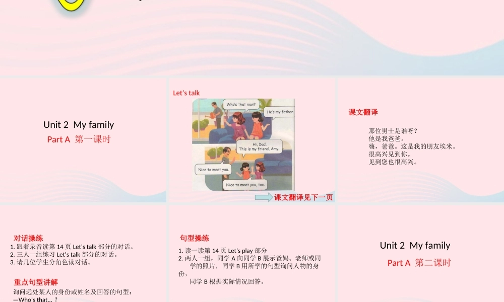 三年级英语下册 Unit 2 My family课件