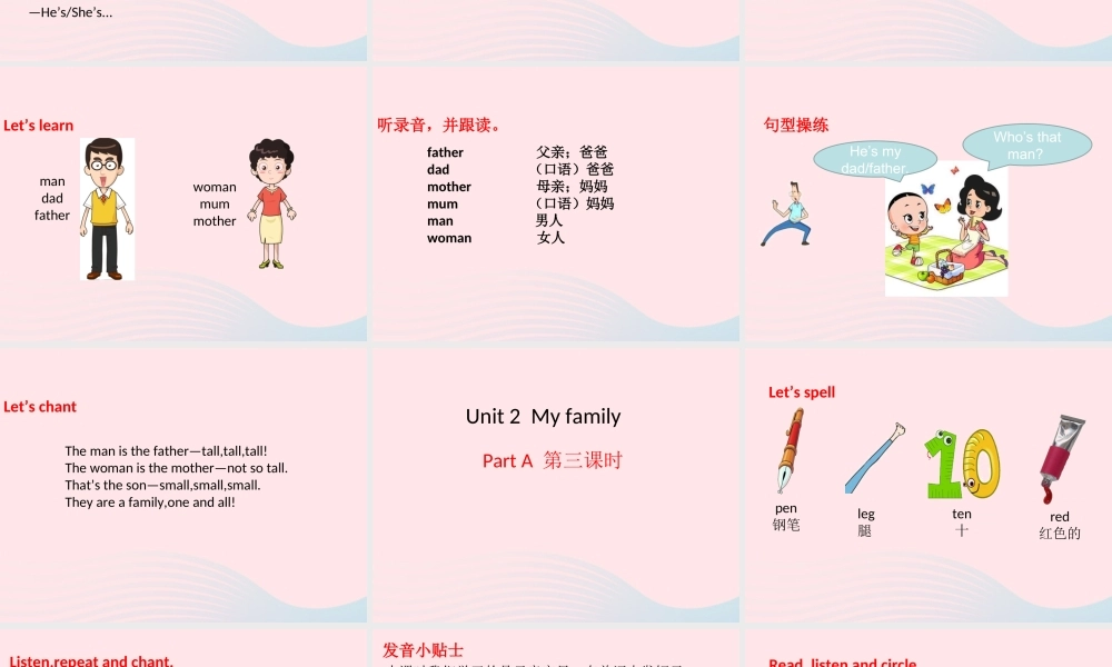 三年级英语下册 Unit 2 My family课件