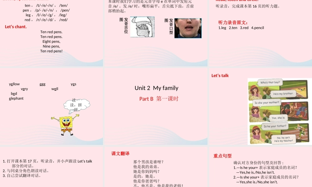 三年级英语下册 Unit 2 My family课件