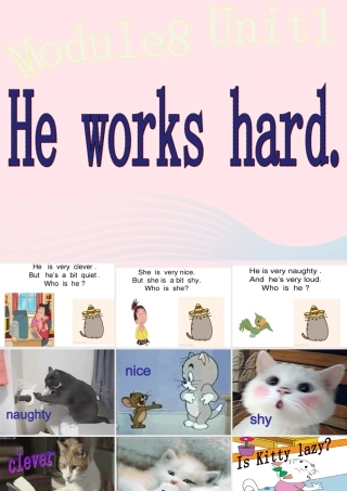 三年级英语下册 Module 8 Unit 1 He works hard课件1 外研版（一起）-外研版小学三年级下册英语课件