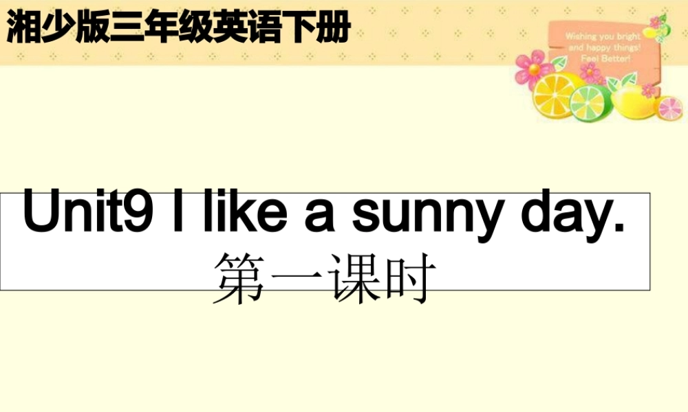 三年级英语下册 Unit 9 I like a sunny day 第一课时课件 湘少版