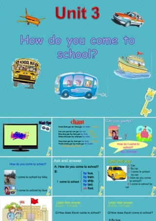 三年级英语下册 Unit 3 How Do You Come to School part a课件2 陕旅版-陕旅版小学三年级下册英语课件
