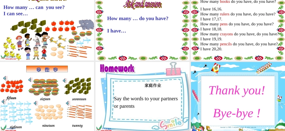 三年级英语下册 Unit 3 How many课件 人教版PEP