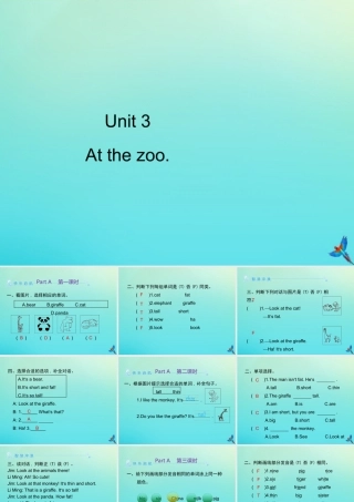 三年级英语下册 Unit 3 At the zoo Part A习题课件 人教PEP版-人教PEP小学三年级下册英语课件