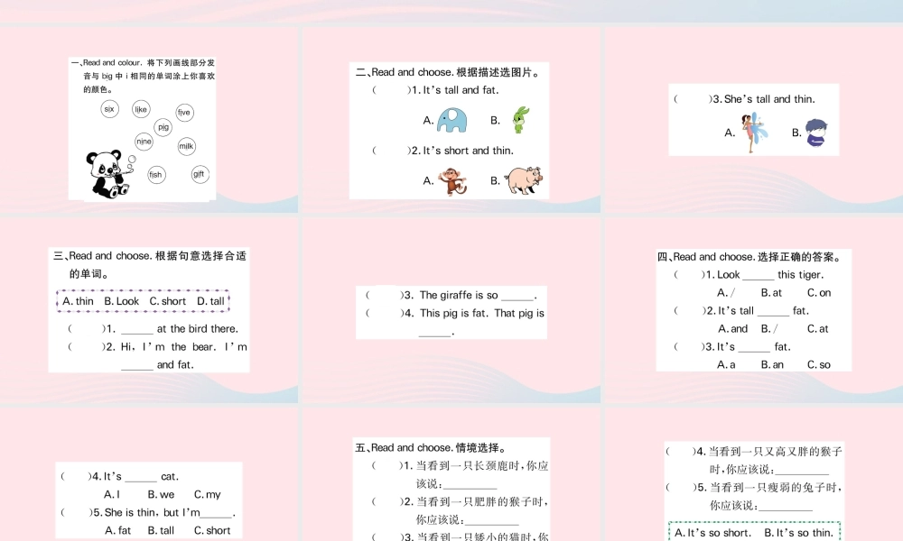 三年级英语下册 Unit 3 At the zoo Part A作业课件 人教PEP版-人教PEP小学三年级下册英语课件