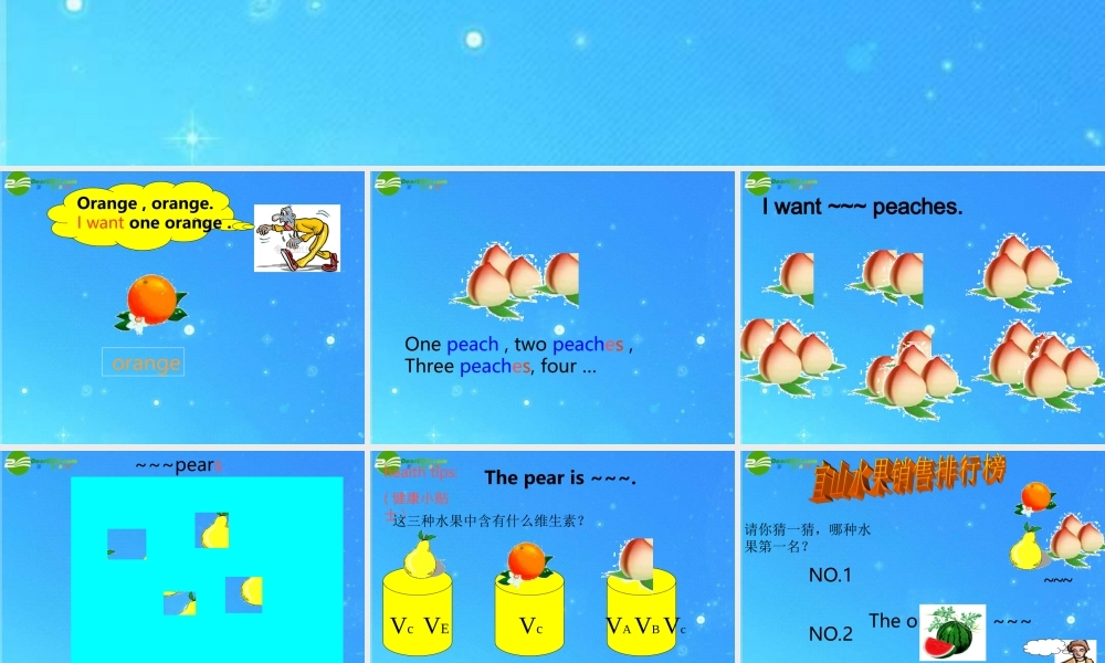 三年级英语下册 Unit4 Do you like pears课件 人教版PEP