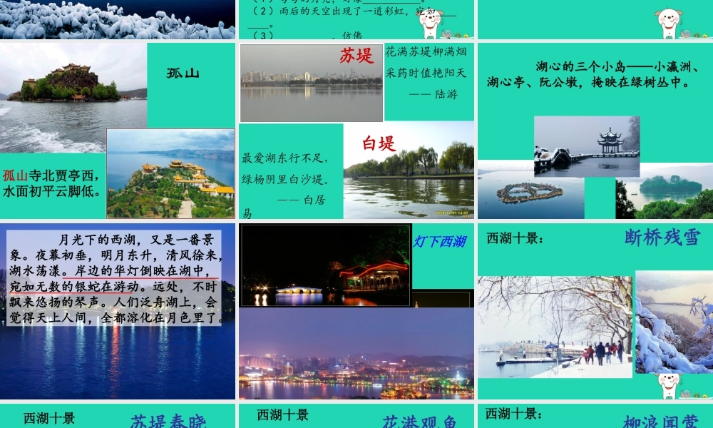 三年级语文上册 第2单元 6 西湖课件 苏教版-苏教版小学三年级上册语文课件