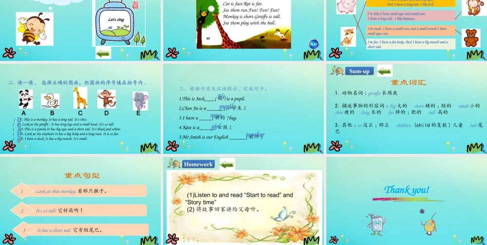 三年级英语下册 Unit 3 At the Zoo Part B（第3课时）课件 人教PEP版-人教PEP小学三年级下册英语课件