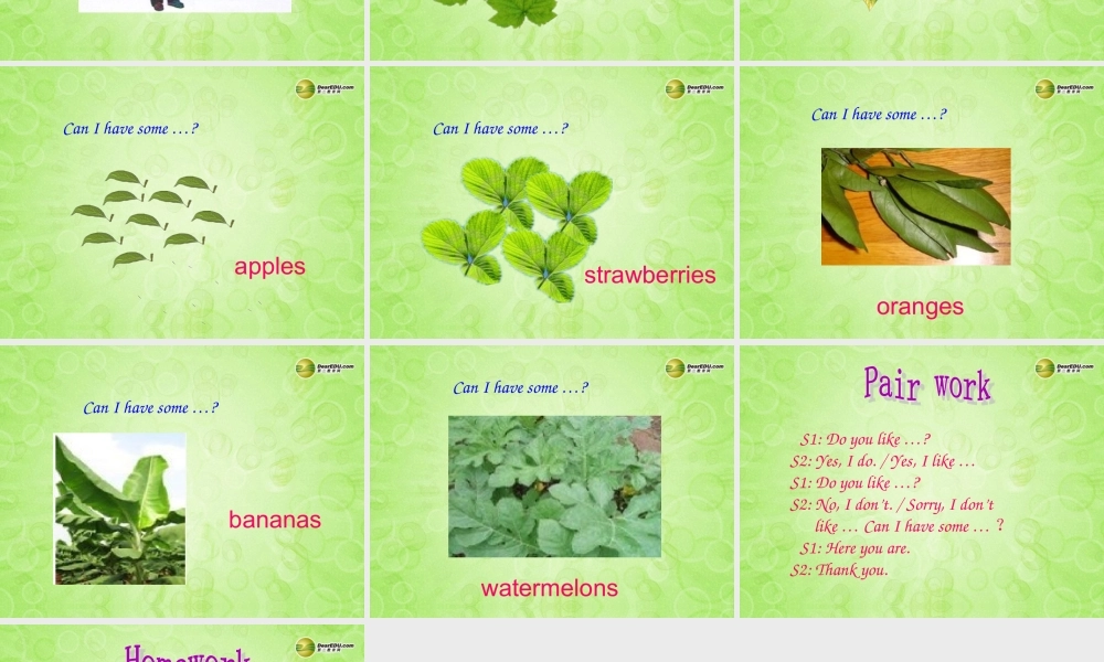 三年级英语下册 Unit5 Do you like pears第五课时课件 人教PEP（标准版）