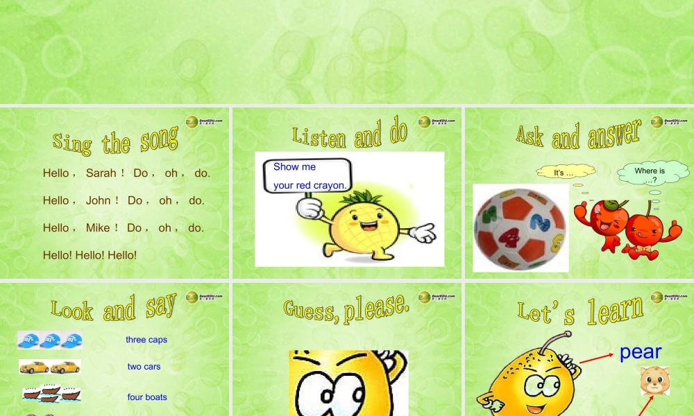 三年级英语下册 Unit5 Do you like pears第一课时课件 人教PEP（标准版）