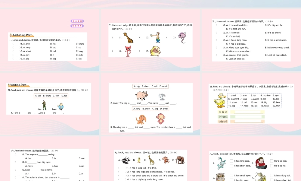 三年级英语下册 Unit 3 At the zoo作业课件 人教PEP版-人教PEP小学三年级下册英语课件