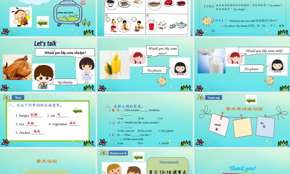 三年级英语下册 Unit 3 Food and Meals Again，Please课件 冀教版（三起）-冀教级下册英语课件