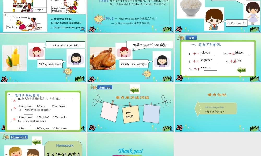 三年级英语下册 Unit 4 Food and Restaurants Again，Please课件 冀教版（三起）-冀教级下册英语课件