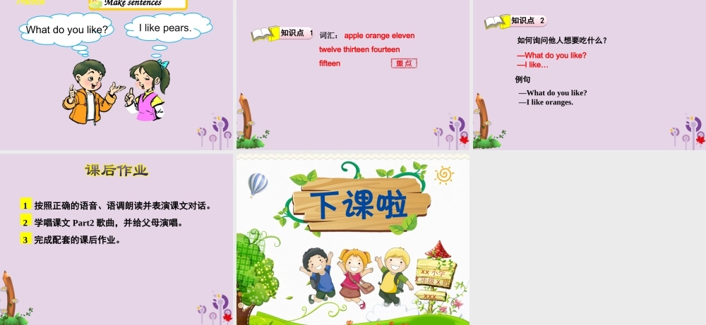 三年级英语下册 Unit 4 Food and Restaurants Lesson 19 I Like Fruit课件 冀教版（三起）-冀教版小学三年级下册英语课件
